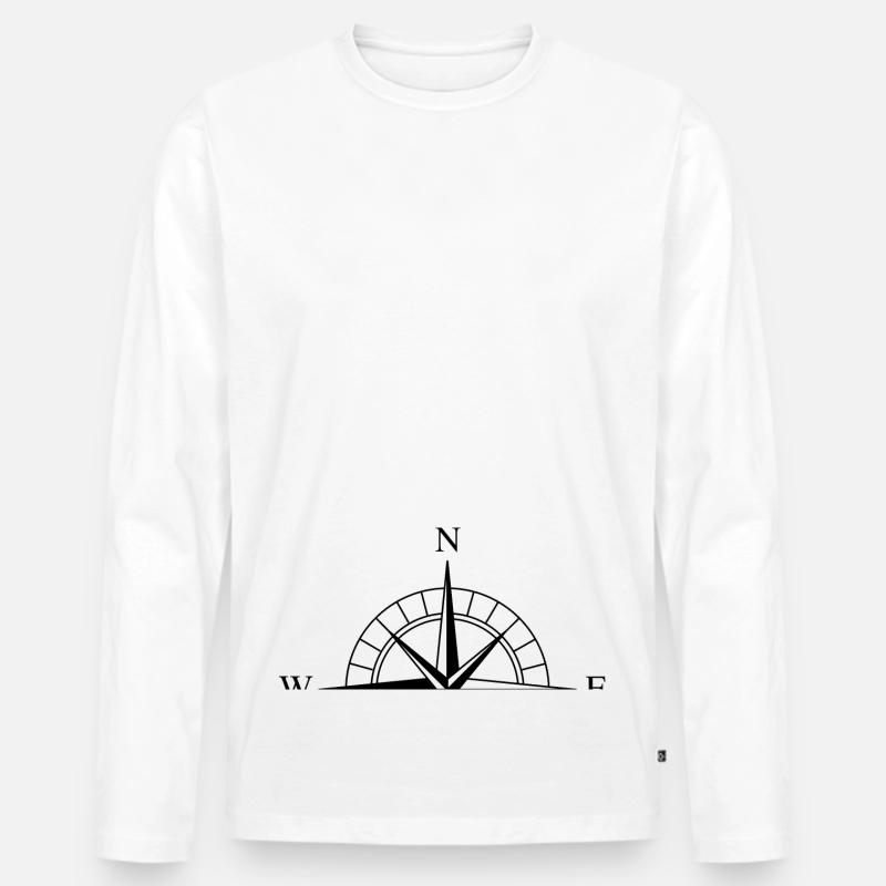 halber Kompass - Männer Premium Bio Langarmshirt - Weiß