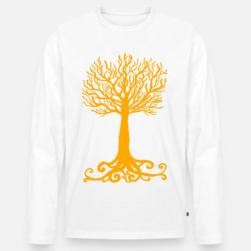 gelber Baum - Männer Premium Bio Langarmshirt - Weiß