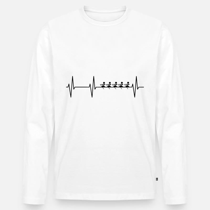 Rudern, Herzschlag, Rudermanschaft - Männer Premium Bio Langarmshirt - Weiß