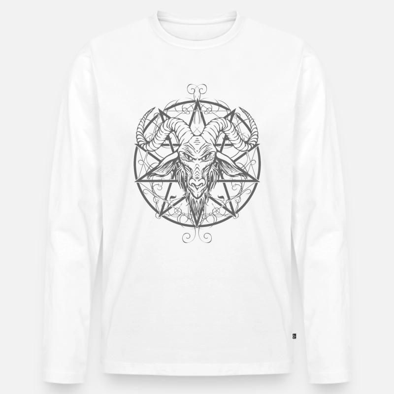 Grauer Baphomet - Männer Premium Bio Langarmshirt - Weiß