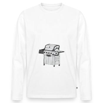 Ich & mein Grill - Männer Premium Bio Langarmshirt - Weiß - Vorne - Nico (187cm)