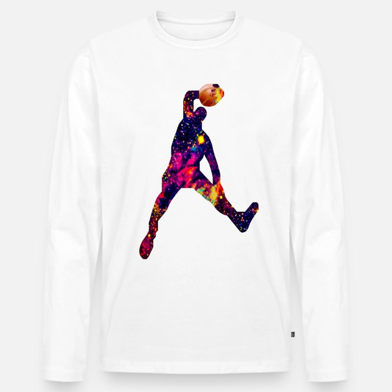 Dave Dunking Galaxy - Männer Premium Bio Langarmshirt - Weiß