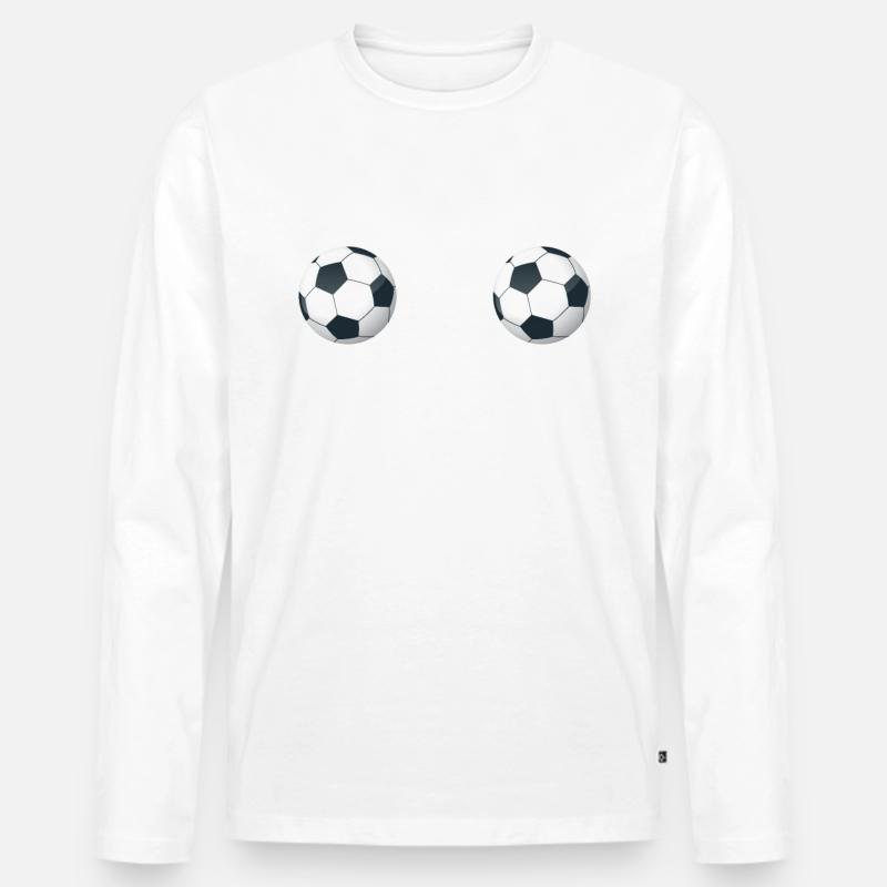 Fußball Brust Titten Brüste - Männer Premium Bio Langarmshirt - Weiß