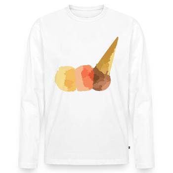 Sommer Eis - 3 Kugeln Vanille Erdbeer & Schoko - Männer Premium Bio Langarmshirt - Weiß - Vorne - Nico (187cm)