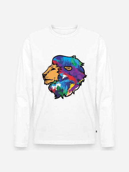 Lion's head colorful animals drawing - Men's Premium Organic Long Sleeve Shirt - white