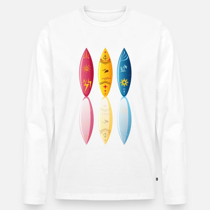 Surfbrett - Männer Premium Bio Langarmshirt - Weiß