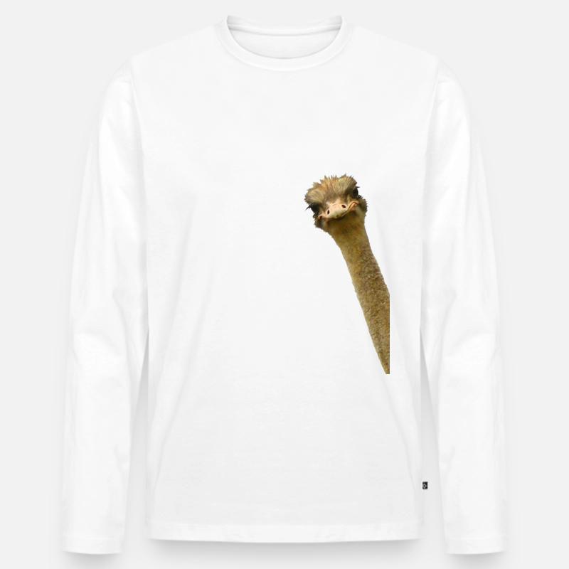 Hinterhältiger Strauß Vogel - Männer Premium Bio Langarmshirt - Weiß