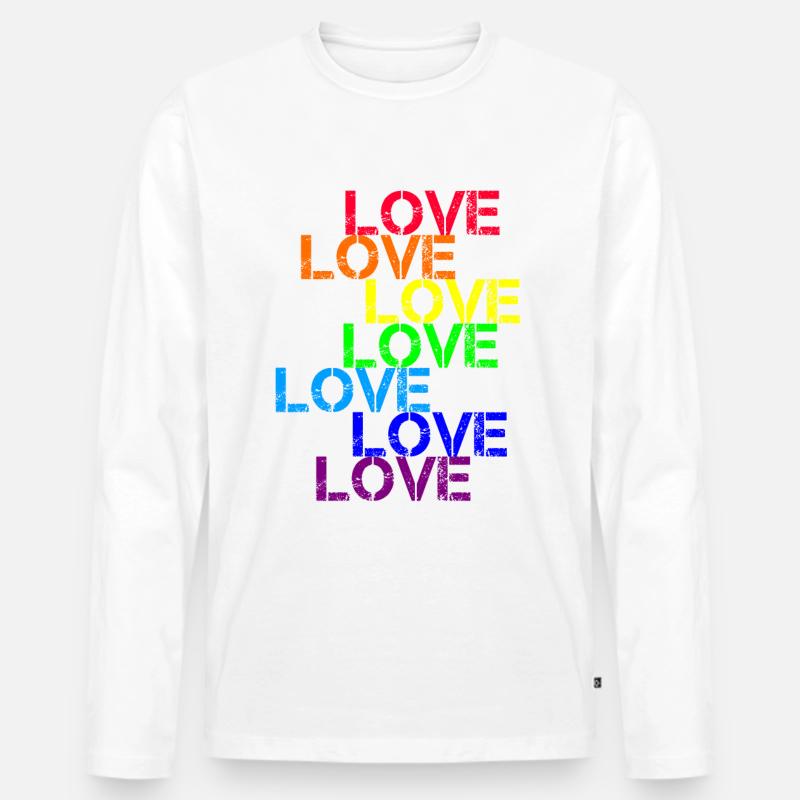 love CSD Regenbogen - Männer Premium Bio Langarmshirt - Weiß