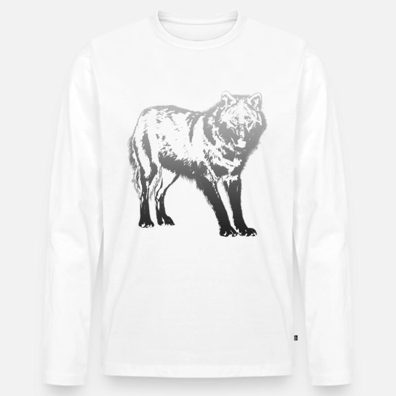 Wolf in Silber - Männer Premium Bio Langarmshirt - undefined