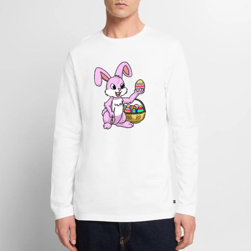 Pink Easter Bunny Egg Easter Bunny Painting Child Easter Eggs Men's Premium Organic Long Sleeve Shirt