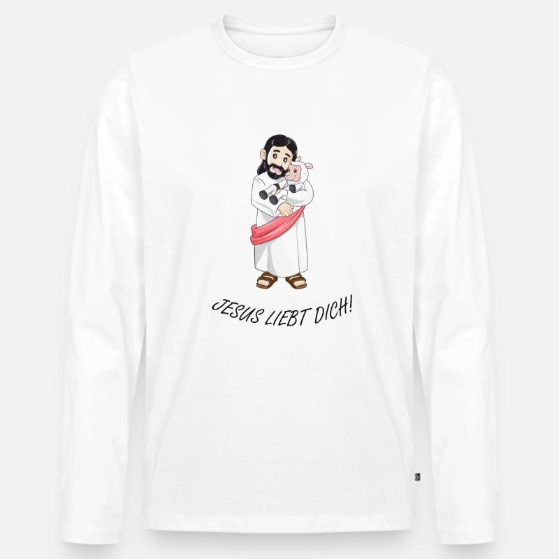 Jesus liebt dich! - Männer Premium Bio Langarmshirt - Weiß