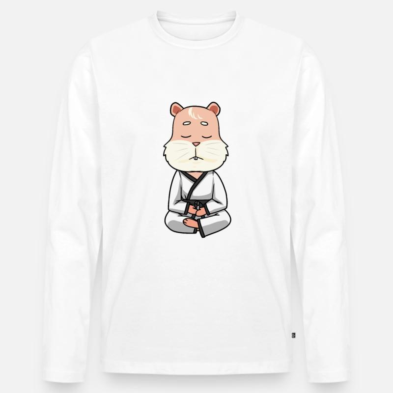Karate Hamster - Männer Premium Bio Langarmshirt - Weiß