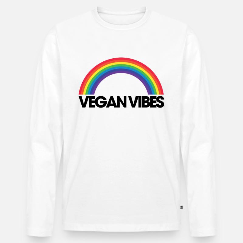 Vegan Vibes - Modernes Design - Männer Premium Bio Langarmshirt - Weiß