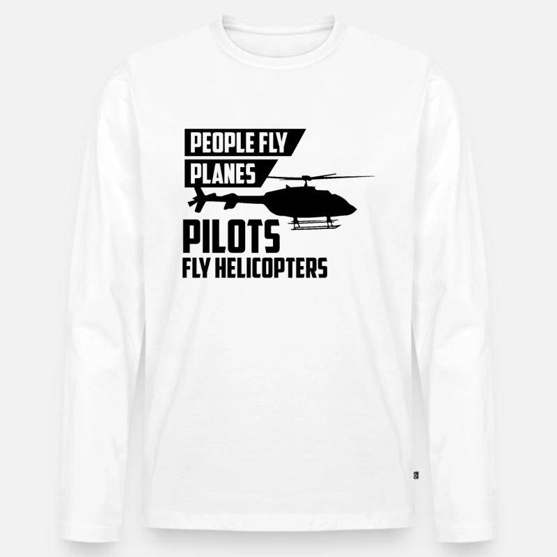 Helicopter Pilot - Männer Premium Bio Langarmshirt - Weiß