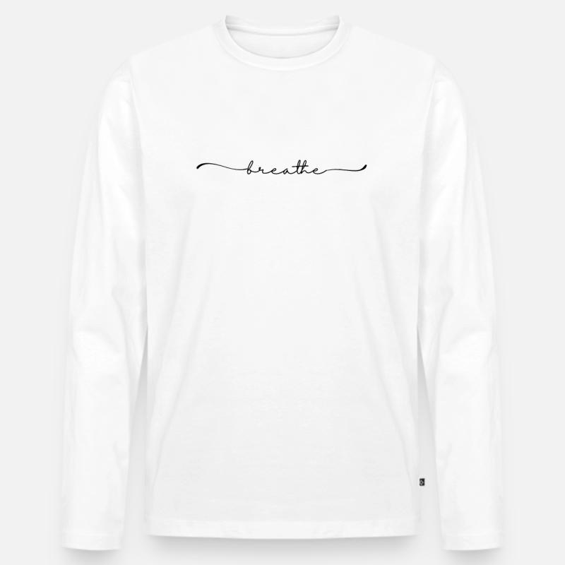 breathe schriftzug - Männer Premium Bio Langarmshirt - Weiß