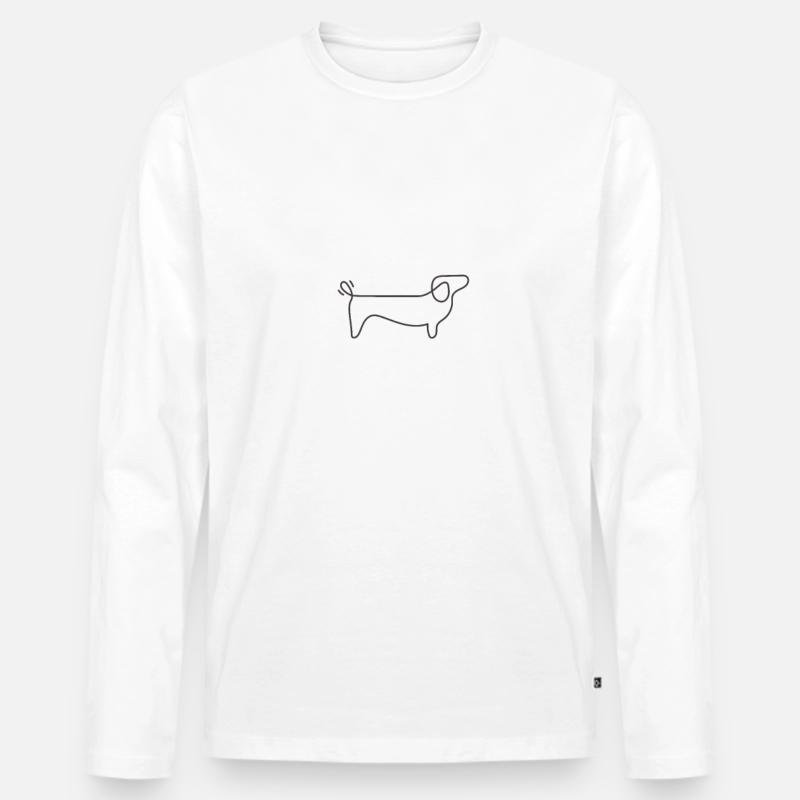 Dackel skizze - Männer Premium Bio Langarmshirt - Weiß