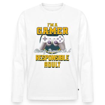 Je suis le joueur - T-shirt manches longues Premium bio Homme - blanc - Devant - Nico (187cm)