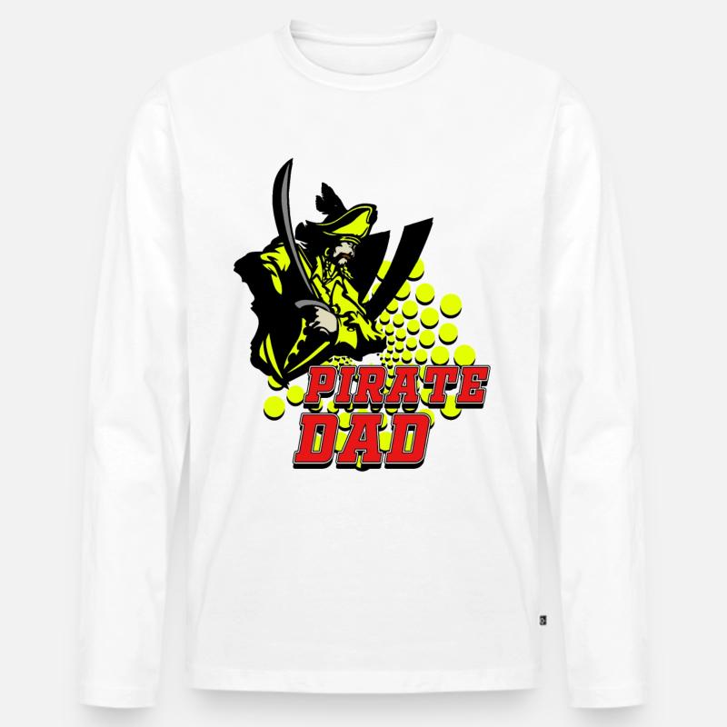 PIRATE DAD - Männer Premium Bio Langarmshirt - Weiß