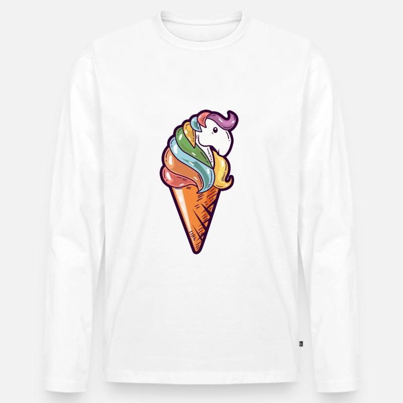 Pferd Eiskugel Regenbogen Eis - Männer Premium Bio Langarmshirt - Weiß