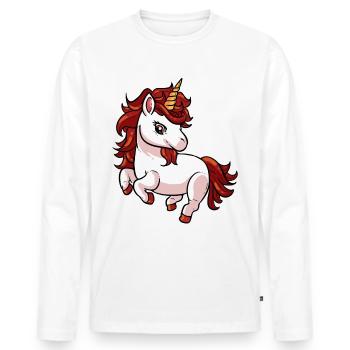 Einhorn Rote Haare Rothaarig Rotes Haar Geschenk - Männer Premium Bio Langarmshirt - Weiß - Vorne - Nico (187cm)