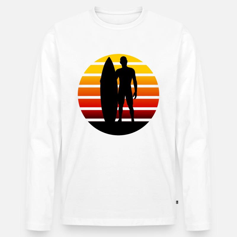 Surfer Retro Design - Männer Premium Bio Langarmshirt - Weiß
