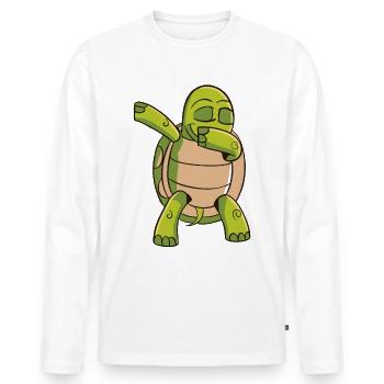 Dabbende Schildkröte - Lustiges Tier Logo - Männer Premium Bio Langarmshirt - Weiß - Vorne - Nico (187cm)
