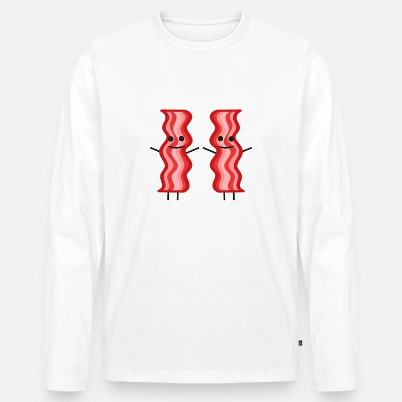 COMIC Bacon - Männer Premium Bio Langarmshirt - Weiß