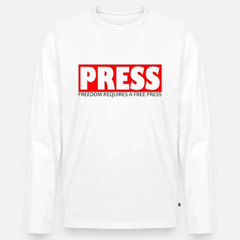 Regalo stampa per giornalisti e giornalisti - Maglia a manica lunga ecologica premium da uomo - bianco
