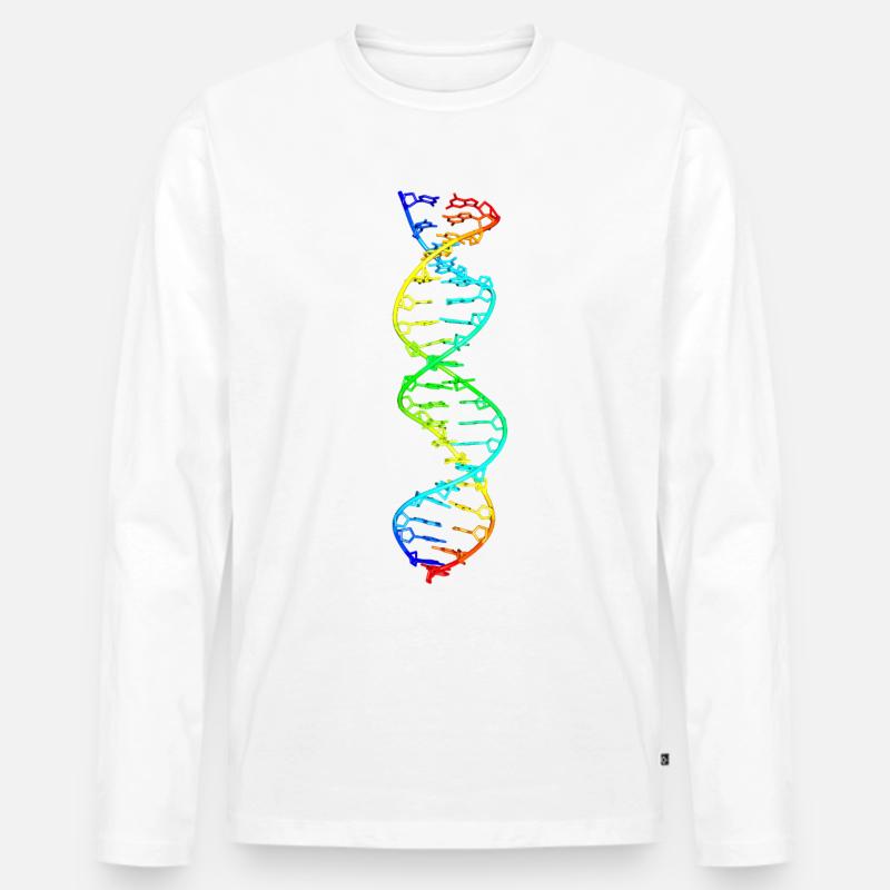 farverig deoxyribonukleinsyre DNA molekyle model - Premium økologisk langærmet T-shirt til mænd - hvid