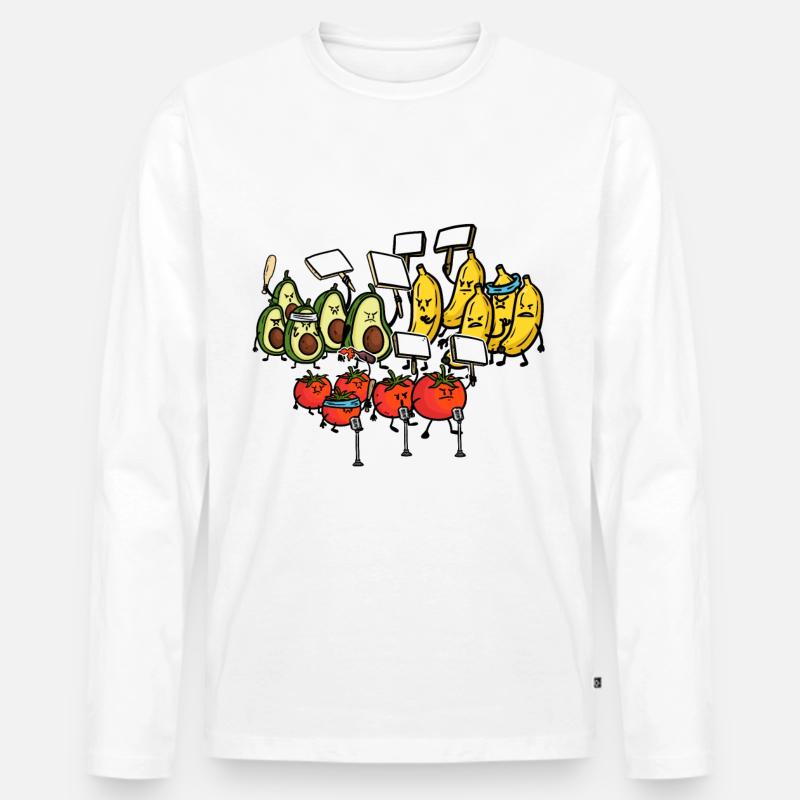 Gemüse Obst Protest Demonstration Randale Demo - Männer Premium Bio Langarmshirt - Weiß