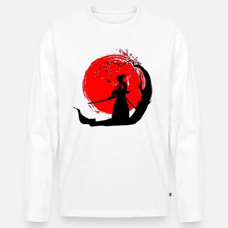 Samurai - Männer Premium Bio Langarmshirt - Weiß