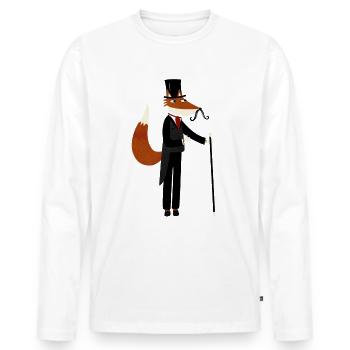 Sir Fox se promène - T-shirt manches longues Premium bio Homme - blanc - Devant - Nico (187cm)
