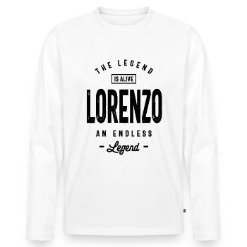 Lorenzo Personalized Name Birthday Gift - Men's Premium Organic Long Sleeve Shirt - white - Front - Nico (187cm)