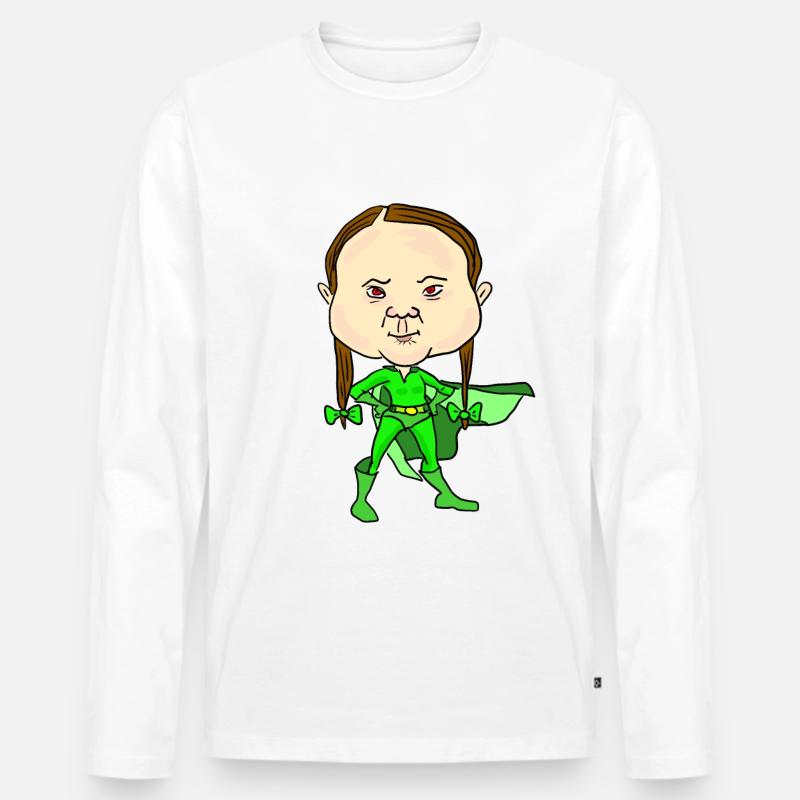 Umweltschutz grüne Superheldin Greta - Männer Premium Bio Langarmshirt - Weiß