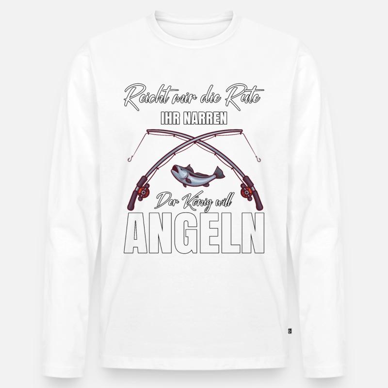 Lustiger Spruch Angler - Geschenkidee - Männer Premium Bio Langarmshirt - Weiß