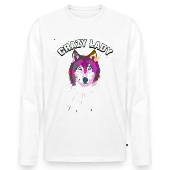 Crazy wolfs lady - Männer Premium Bio Langarmshirt - Weiß - Vorne - Nico (187cm)