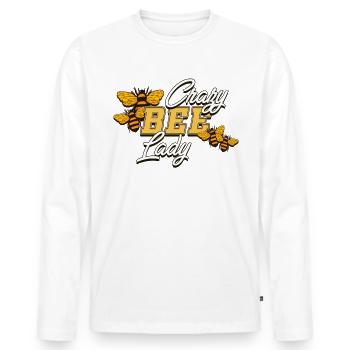 Abeille Crazy Lady - T-shirt manches longues Premium bio Homme - blanc - Devant - Nico (187cm)