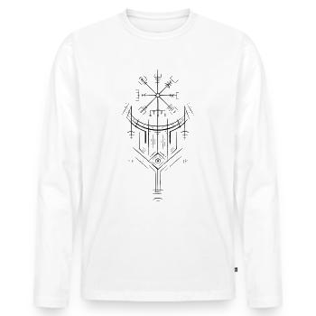 Vegvisir Runes Compass - Vikings Celtes germaniques - T-shirt manches longues Premium bio Homme - blanc - Devant - Nico (187cm)