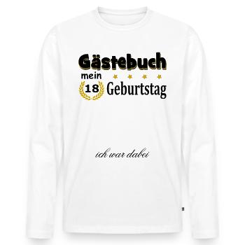 GÄSTEBUCH MEIN 18 GEBURTSTAG ICH WAR DABEI - Männer Premium Bio Langarmshirt - Weiß - Vorne - Nico (187cm)