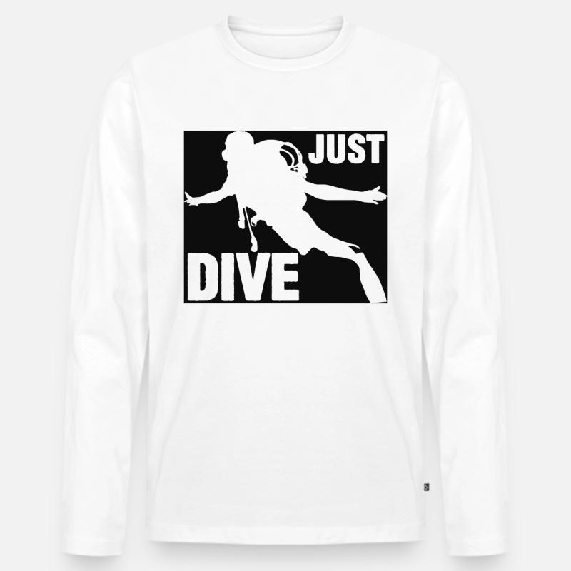 Just Dive Diver - Männer Premium Bio Langarmshirt - Weiß
