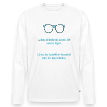 Augenoptiker und BRillenverkäufer Spruch - Männer Premium Bio Langarmshirt - Weiß - Vorne - Nico (187cm)
