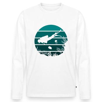 Diving underwater world vintage sunset - Men's Premium Organic Long Sleeve Shirt - white - Front - Nico (187cm)