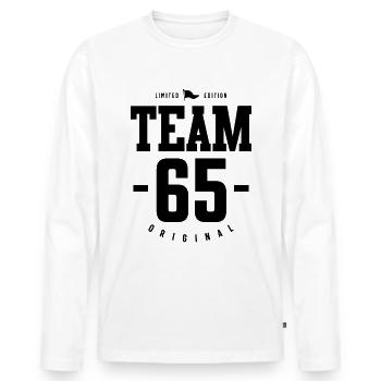 65 Year Old - 65th Birthday Funny Gift - Men's Premium Organic Long Sleeve Shirt - white - Front - Nico (187cm)