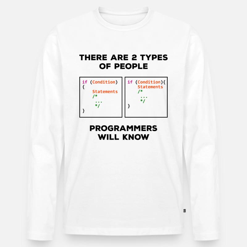 2 Arten von Personen Programmierer Programmierer f - Männer Premium Bio Langarmshirt - Weiß
