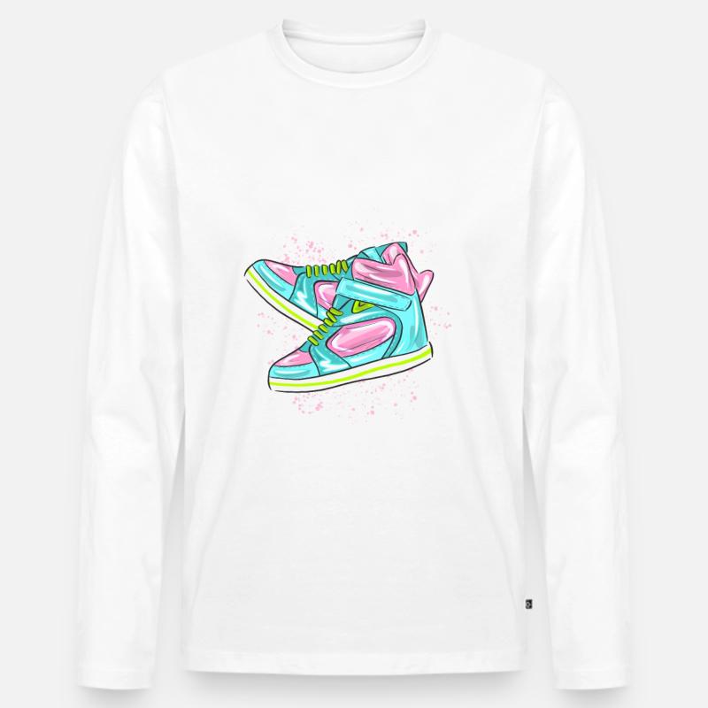 Sneakers - Männer Premium Bio Langarmshirt - Weiß