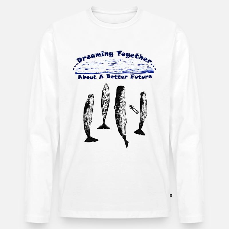 spermwhale dreaming together - Männer Premium Bio Langarmshirt - Weiß