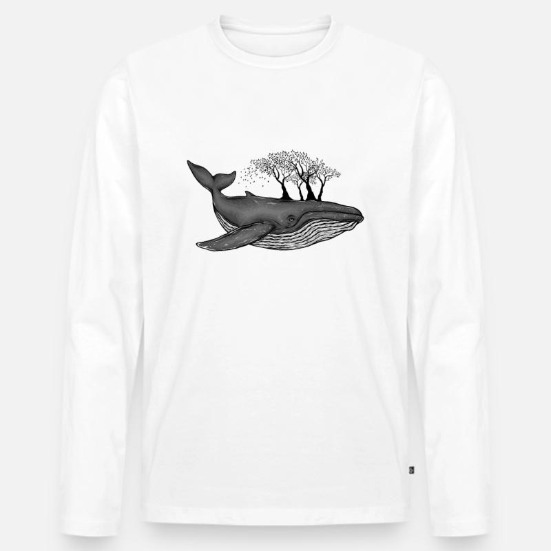 Naturschutz Wal mit Bäume Geschenkidee - Männer Premium Bio Langarmshirt - Weiß