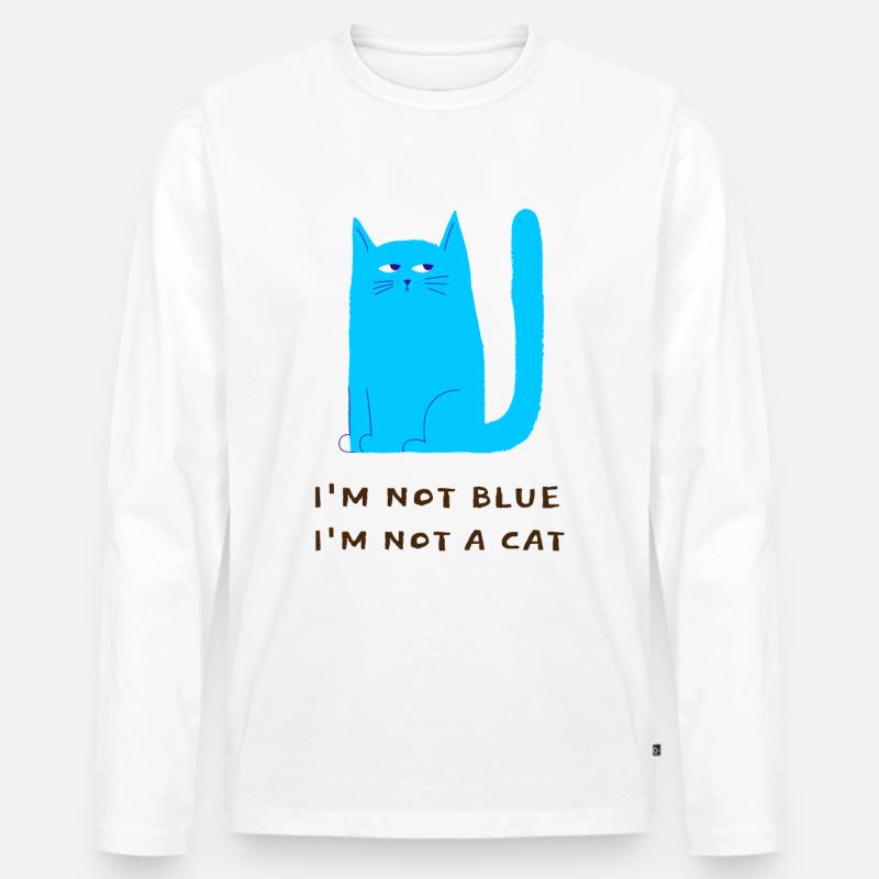 Ich bin nicht blau Ich bin keine Katze - blaue Katze - Männer Premium Bio Langarmshirt - Weiß