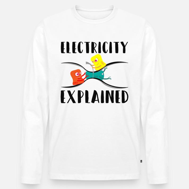 Electricity Explained Physik Nerd - Männer Premium Bio Langarmshirt - Weiß