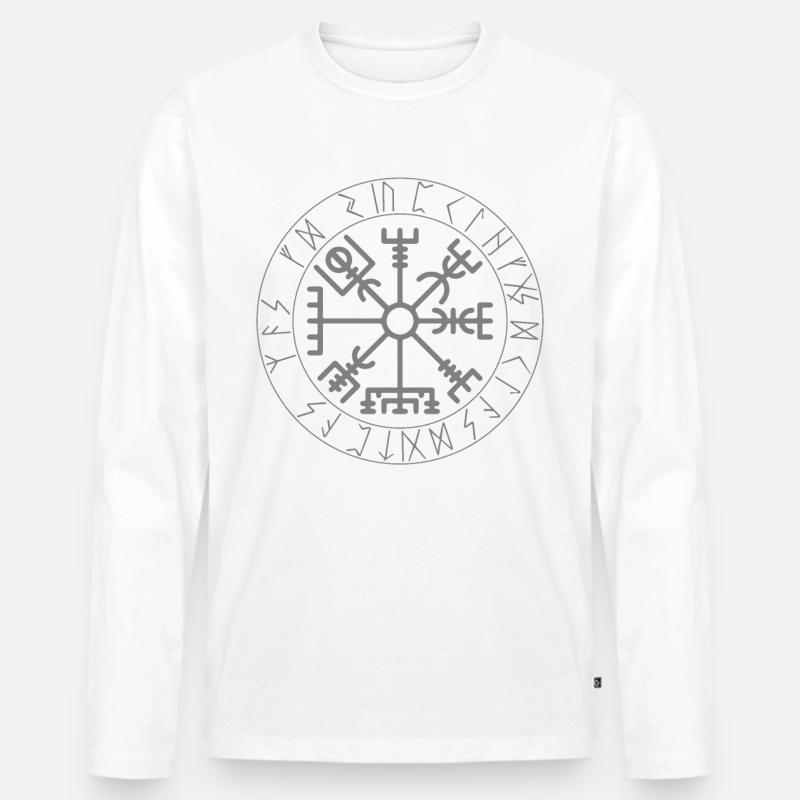 Wikinger Kompass nach Walhalla - Männer Premium Bio Langarmshirt - Weiß